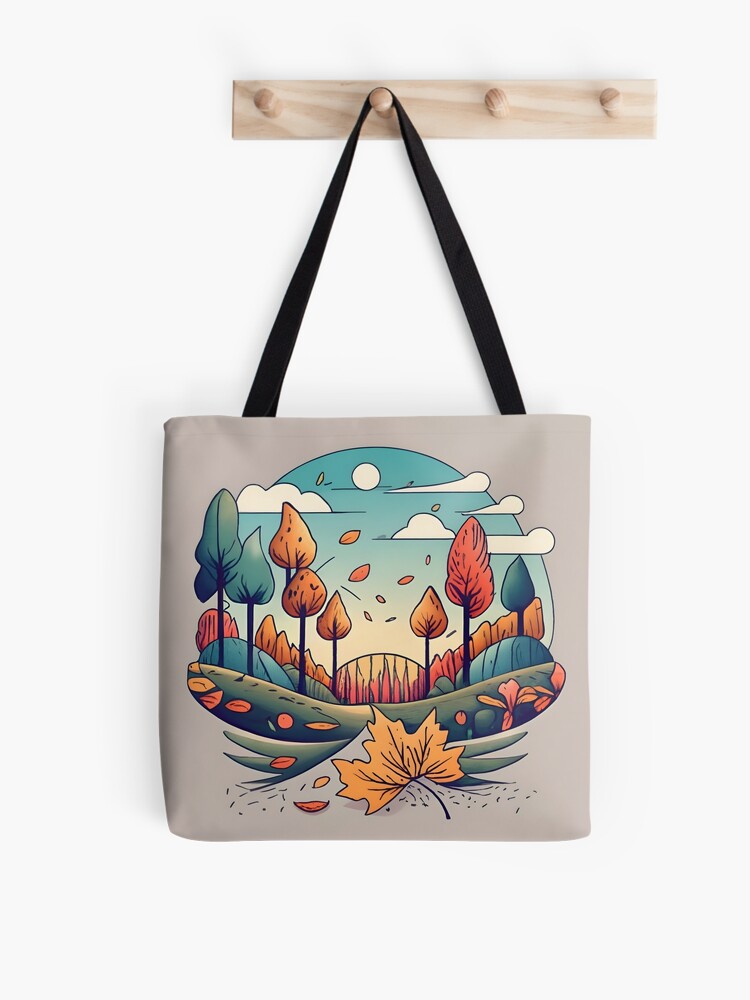 Thumbnail 1 of 2, Tote Bag, Autumn Forest Minimalistic Drawing designed and sold by Patricks-Art.