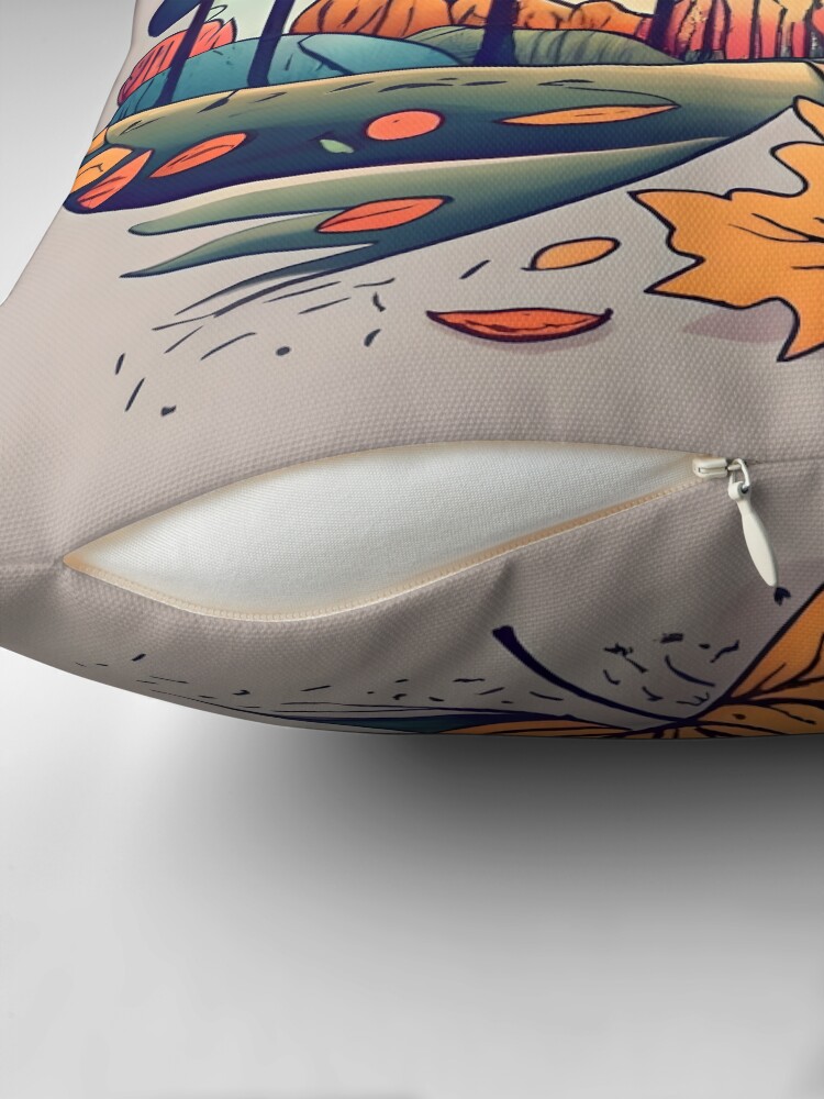 Thumbnail 2 of 4, Pillow, Autumn Forest Minimalistic Drawing designed and sold by Patricks-Art.