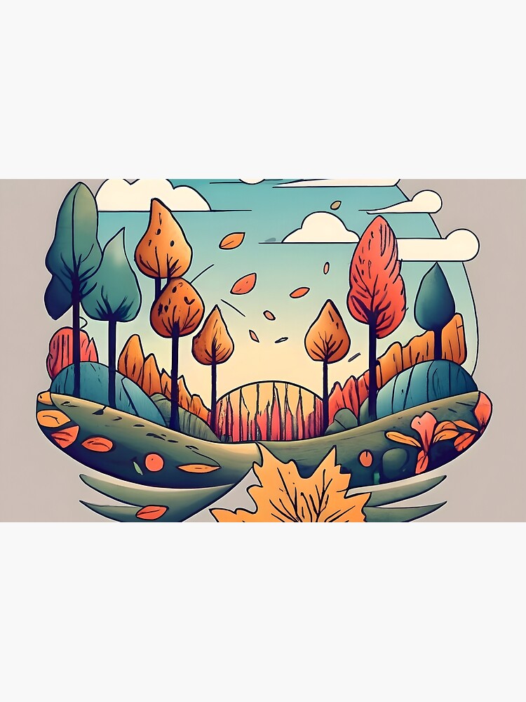 Thumbnail 4 of 4, Zipper Pouch, Autumn Forest Minimalistic Drawing designed and sold by Patricks-Art.
