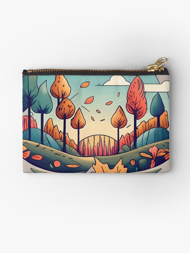 Thumbnail 1 of 4, Zipper Pouch, Autumn Forest Minimalistic Drawing designed and sold by Patricks-Art.