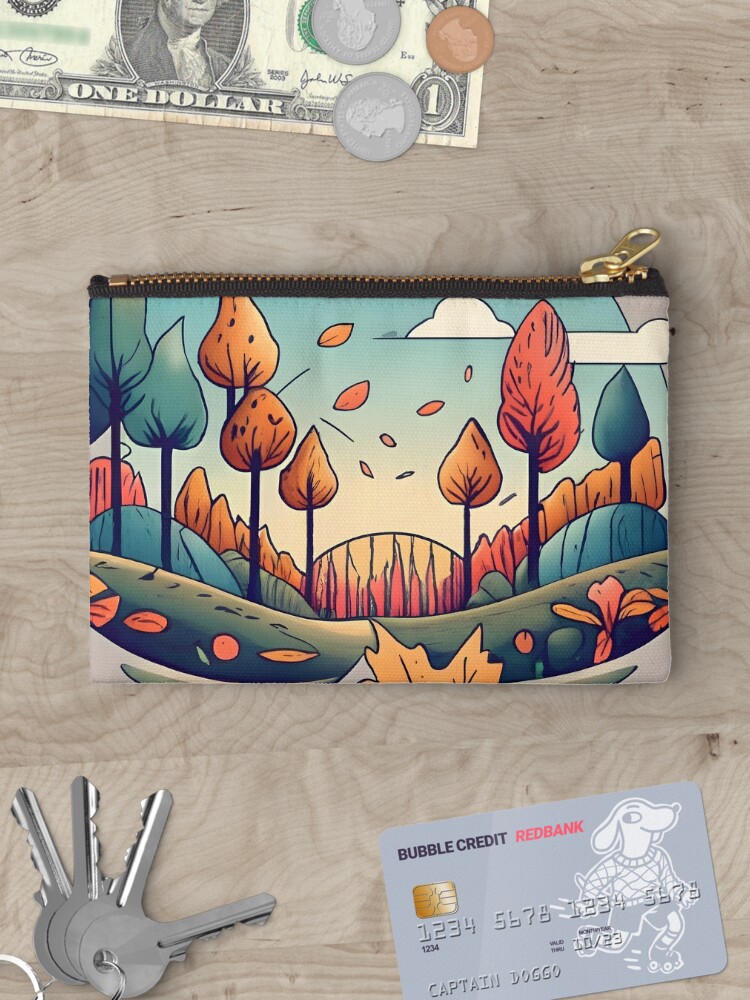 Thumbnail 3 of 4, Zipper Pouch, Autumn Forest Minimalistic Drawing designed and sold by Patricks-Art.