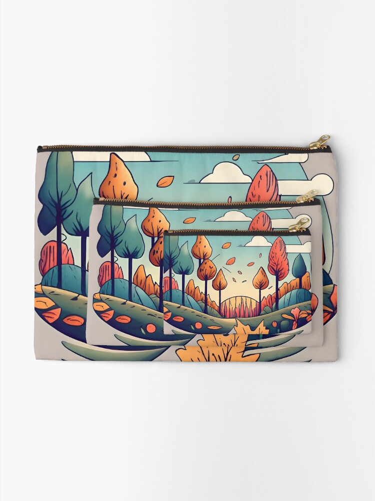 Thumbnail 2 of 4, Zipper Pouch, Autumn Forest Minimalistic Drawing designed and sold by Patricks-Art.