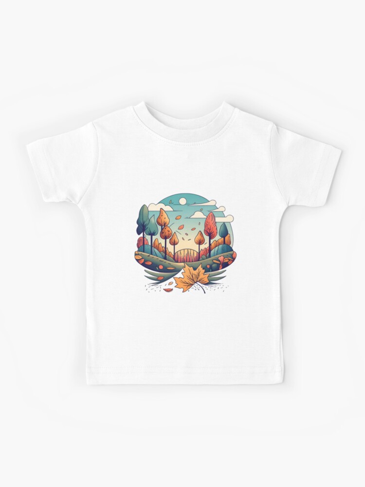 Thumbnail 1 of 2, Kids T-Shirt, Autumn Forest Minimalistic Drawing designed and sold by Patricks-Art.
