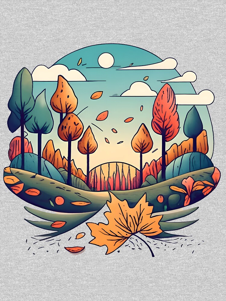Thumbnail 5 of 5, Pullover Hoodie, Autumn Forest Minimalistic Drawing designed and sold by Patricks-Art.