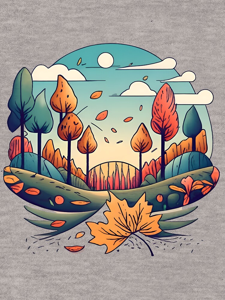 Thumbnail 5 of 5, Zipped Hoodie, Autumn Forest Minimalistic Drawing designed and sold by Patricks-Art.