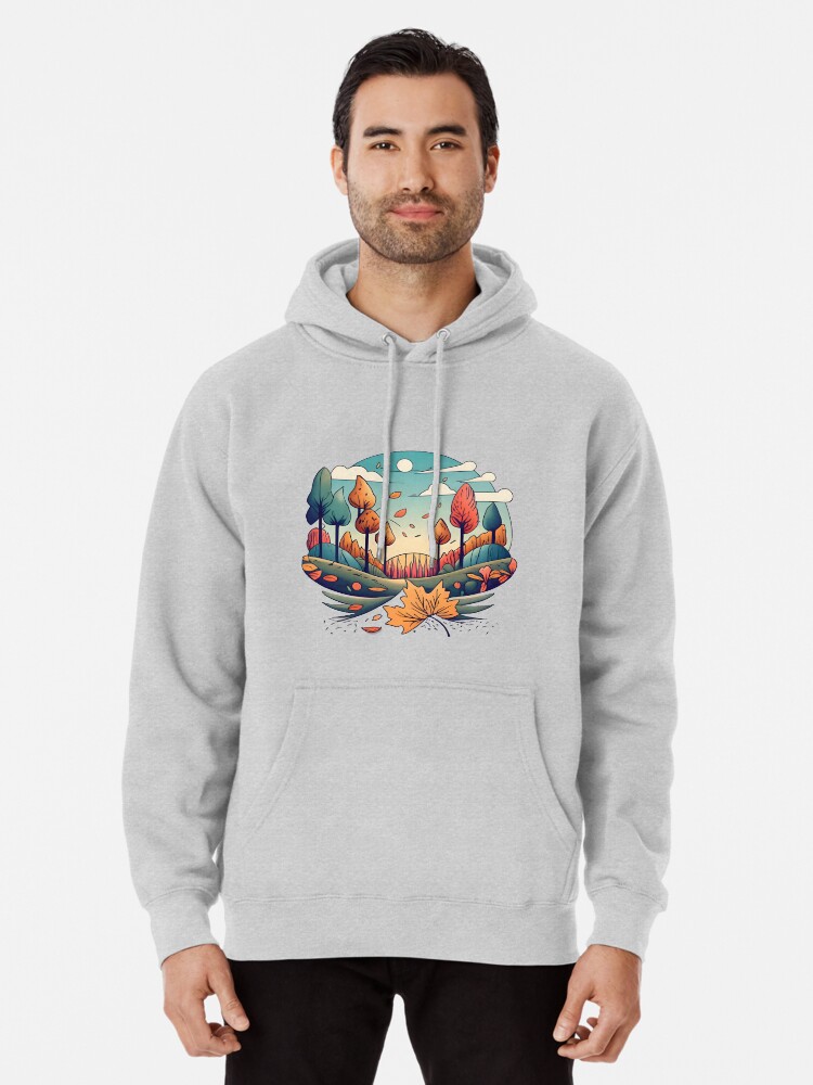Thumbnail 1 of 5, Pullover Hoodie, Autumn Forest Minimalistic Drawing designed and sold by Patricks-Art.