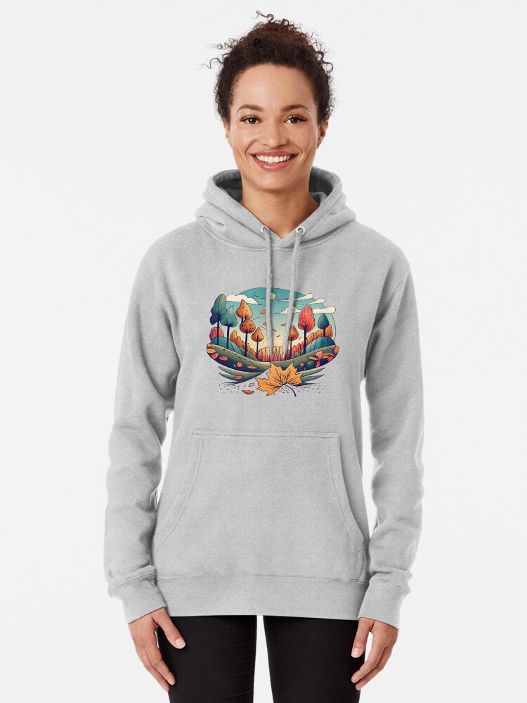 Thumbnail 2 of 5, Pullover Hoodie, Autumn Forest Minimalistic Drawing designed and sold by Patricks-Art.