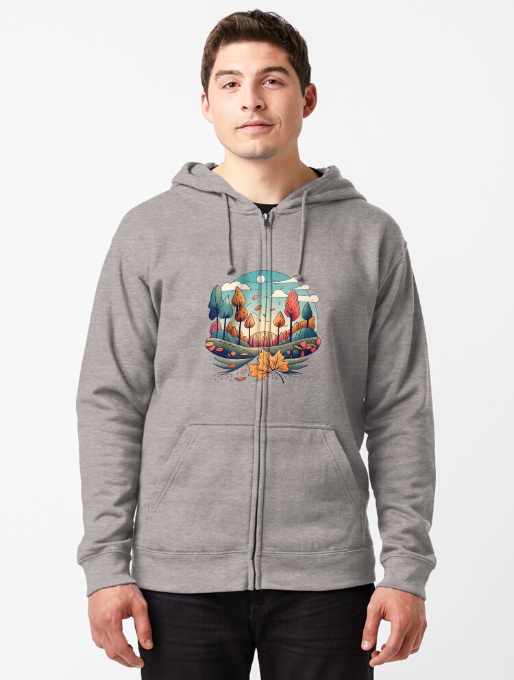 Thumbnail 1 of 5, Zipped Hoodie, Autumn Forest Minimalistic Drawing designed and sold by Patricks-Art.
