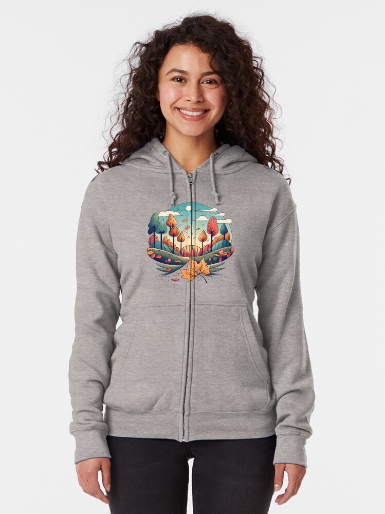Thumbnail 2 of 5, Zipped Hoodie, Autumn Forest Minimalistic Drawing designed and sold by Patricks-Art.