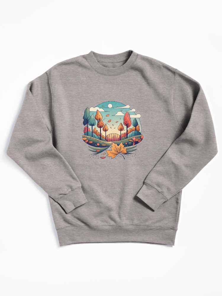 Thumbnail 2 of 7, Pullover Sweatshirt, Autumn Forest Minimalistic Drawing designed and sold by Patricks-Art.