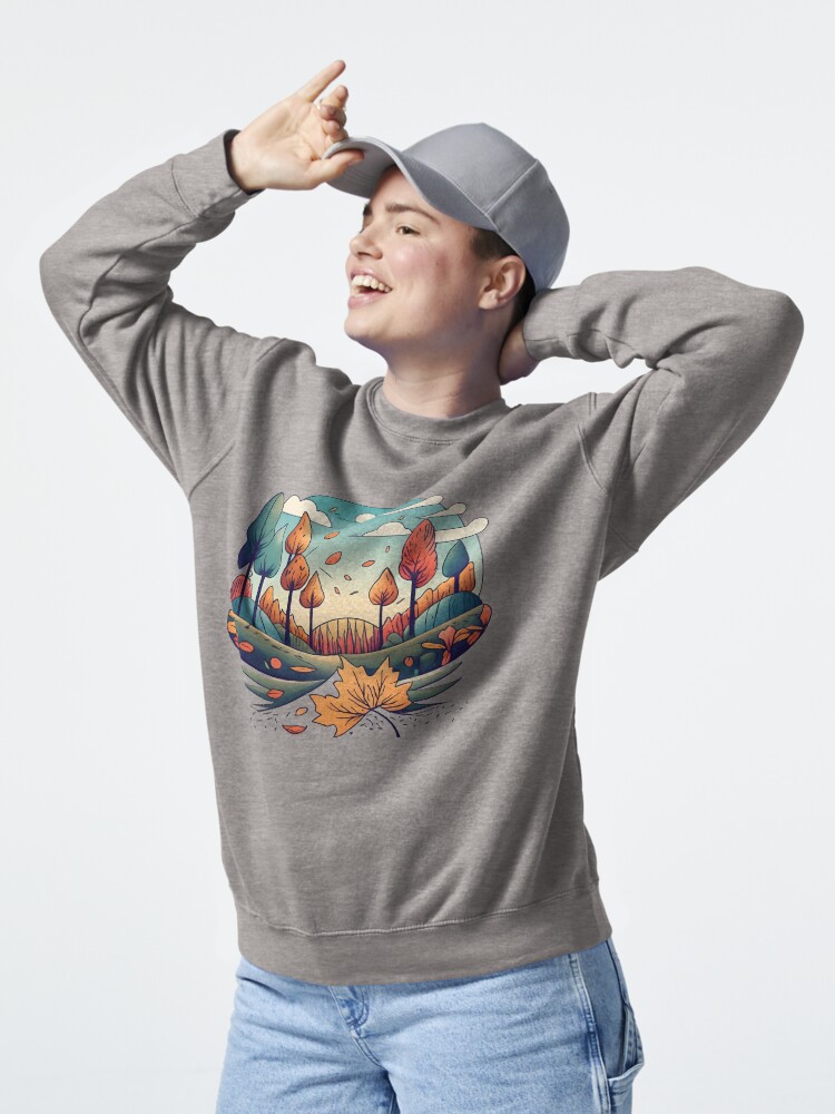 Thumbnail 5 of 7, Pullover Sweatshirt, Autumn Forest Minimalistic Drawing designed and sold by Patricks-Art.