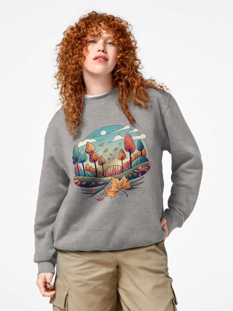 Thumbnail 4 of 7, Pullover Sweatshirt, Autumn Forest Minimalistic Drawing designed and sold by Patricks-Art.