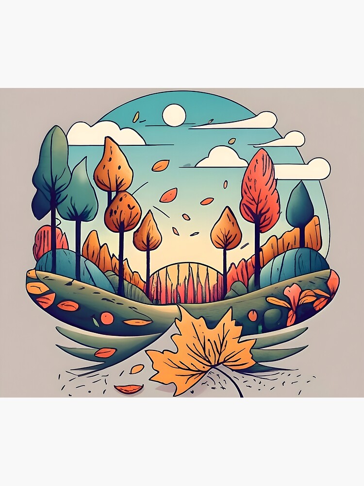 Thumbnail 5 of 5, Shower Curtain, Autumn Forest Minimalistic Drawing designed and sold by Patricks-Art.