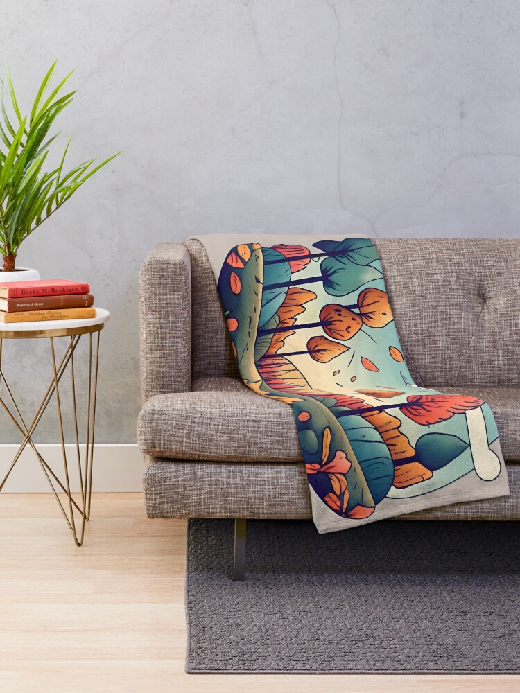 Thumbnail 2 of 6, Throw Blanket, Autumn Forest Minimalistic Drawing designed and sold by Patricks-Art.
