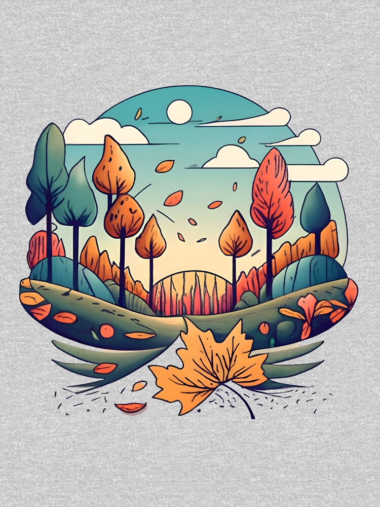 Thumbnail 4 of 4, Premium T-Shirt, Autumn Forest Minimalistic Drawing designed and sold by Patricks-Art.