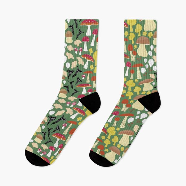 Item preview, 8 Scandinavian Autumn Mushrooms - forest green designed and sold by Ingrid Poole.