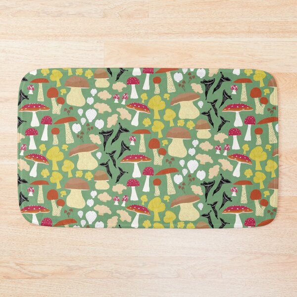 Item preview, 8 Scandinavian Autumn Mushrooms - forest green designed and sold by Ingrid Poole.