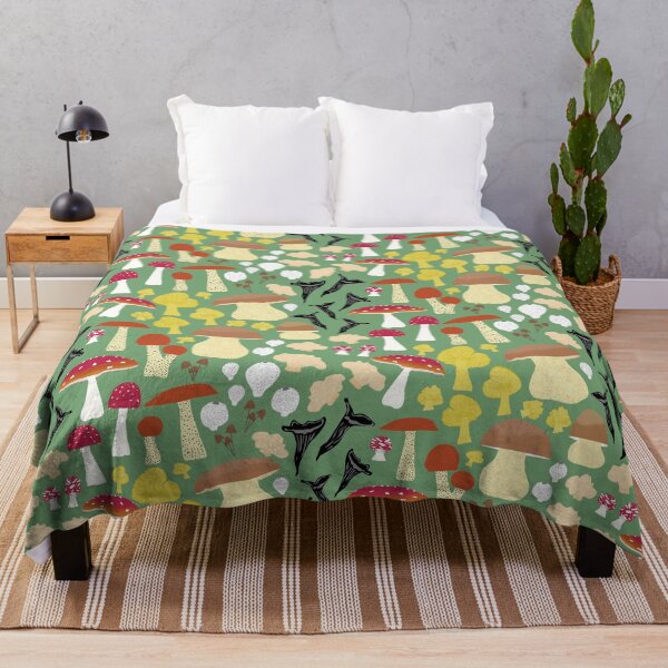 Item preview, 8 Scandinavian Autumn Mushrooms - forest green designed and sold by Ingrid Poole.