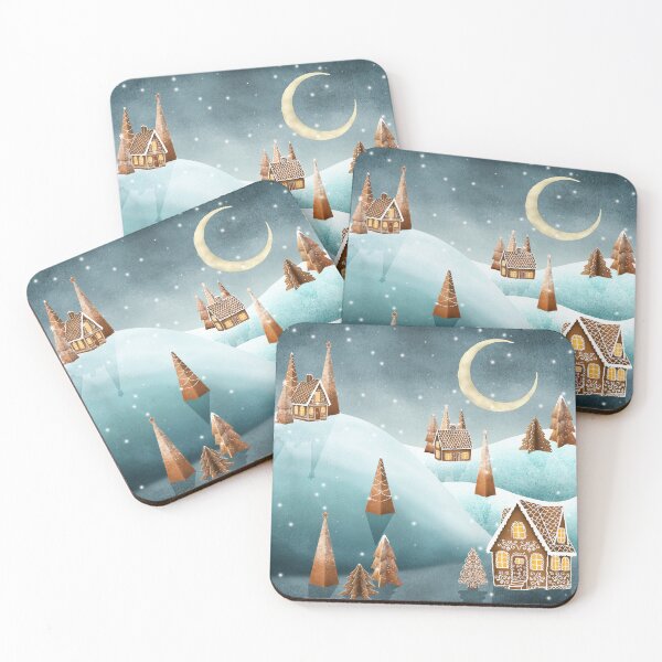 Item preview, Gingerbread houses and trees on snow landscape. Winter candy world watercolor illustration. Sweets world fantasy decorations designed and sold by likapix.
