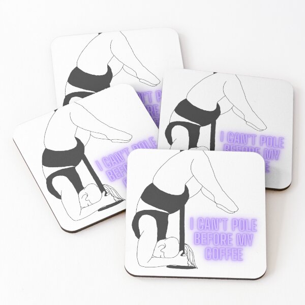 Item preview, I can't pole before my coffee coasters designed and sold by Crafternoons.