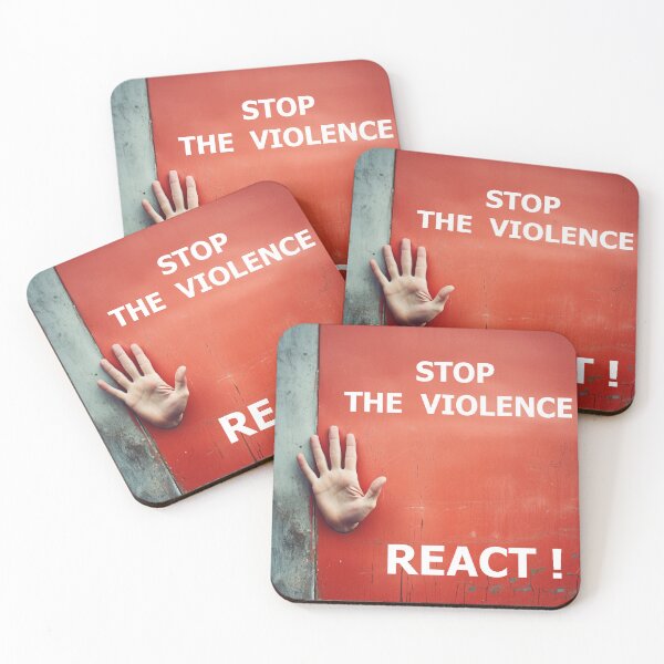 Item preview, Stop the violence, react ! poster, print designed and sold by silent-violin.