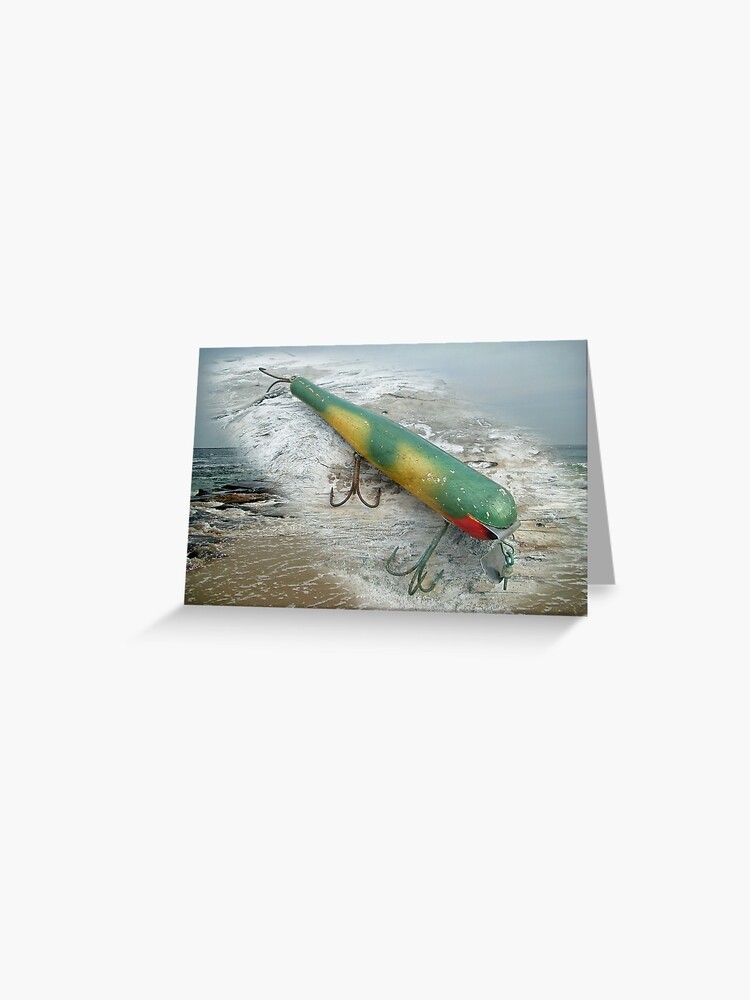 Atom Swimmer Saltwater Wooden Fishing Lure Greeting Card for Sale