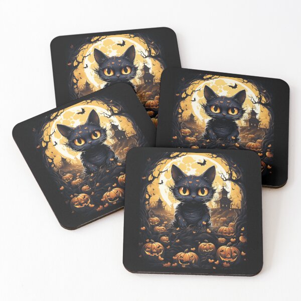 Item preview, Black cat with pumpkins designed and sold by HarriPaloma.
