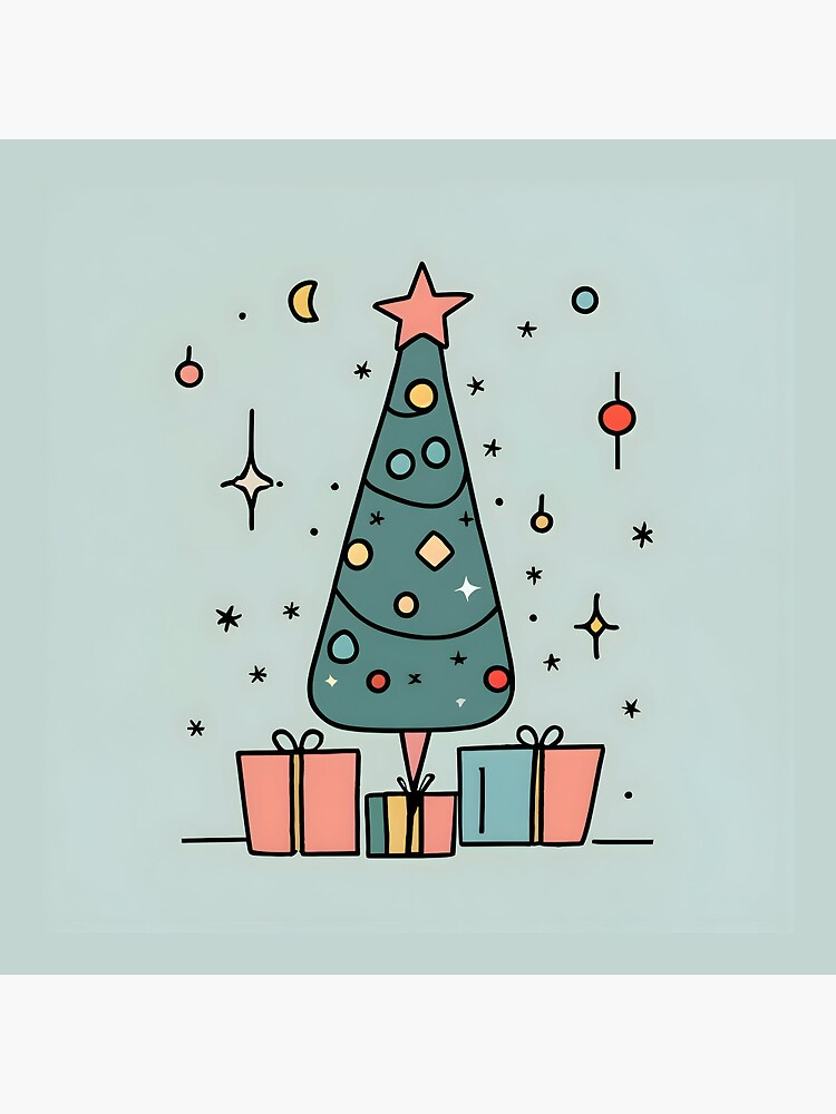 Thumbnail 3 of 3, Pin, Christmas Tree Minimalistic Drawing designed and sold by Patricks-Art.