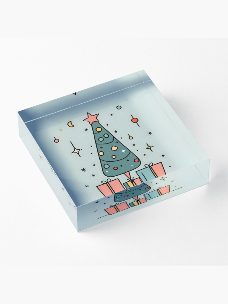 Thumbnail 3 of 5, Acrylic Block, Christmas Tree Minimalistic Drawing designed and sold by Patricks-Art.