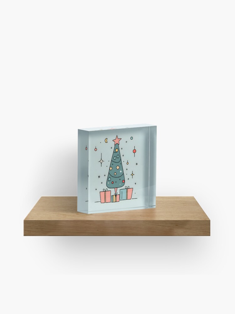 Thumbnail 1 of 5, Acrylic Block, Christmas Tree Minimalistic Drawing designed and sold by Patricks-Art.