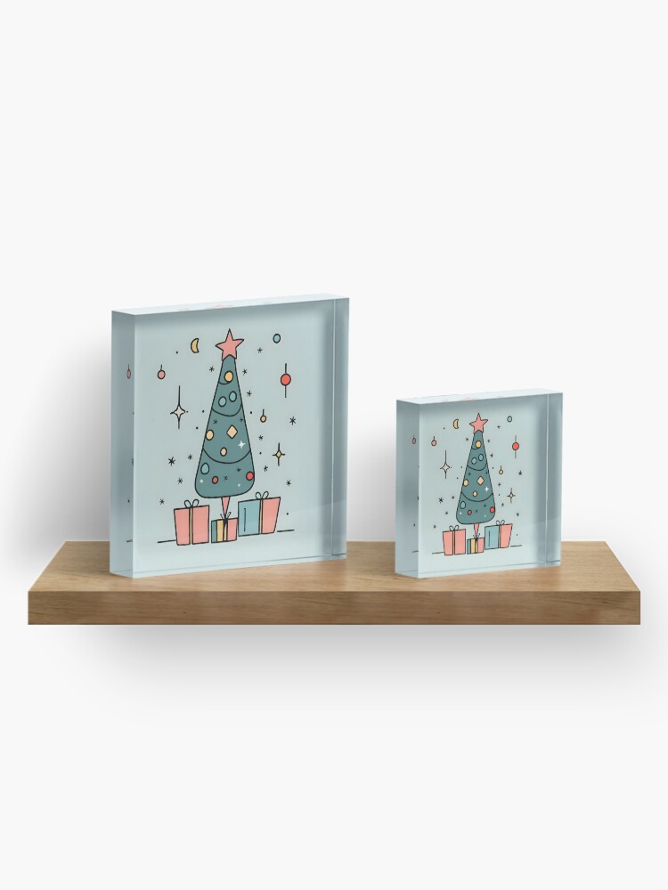 Thumbnail 4 of 5, Acrylic Block, Christmas Tree Minimalistic Drawing designed and sold by Patricks-Art.