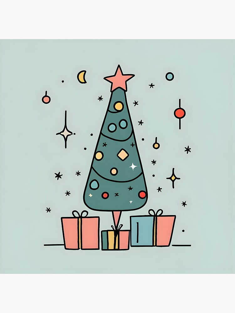 Thumbnail 5 of 5, Coasters (Set of 4), Christmas Tree Minimalistic Drawing designed and sold by Patricks-Art.