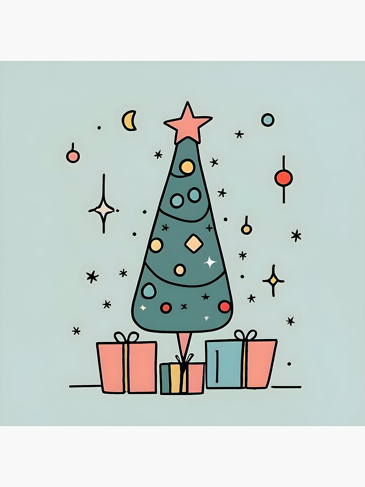 Thumbnail 4 of 4, Pillow, Christmas Tree Minimalistic Drawing designed and sold by Patricks-Art.