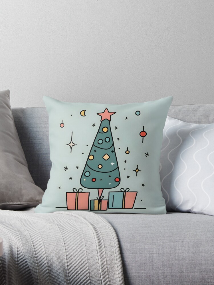 Thumbnail 1 of 4, Pillow, Christmas Tree Minimalistic Drawing designed and sold by Patricks-Art.