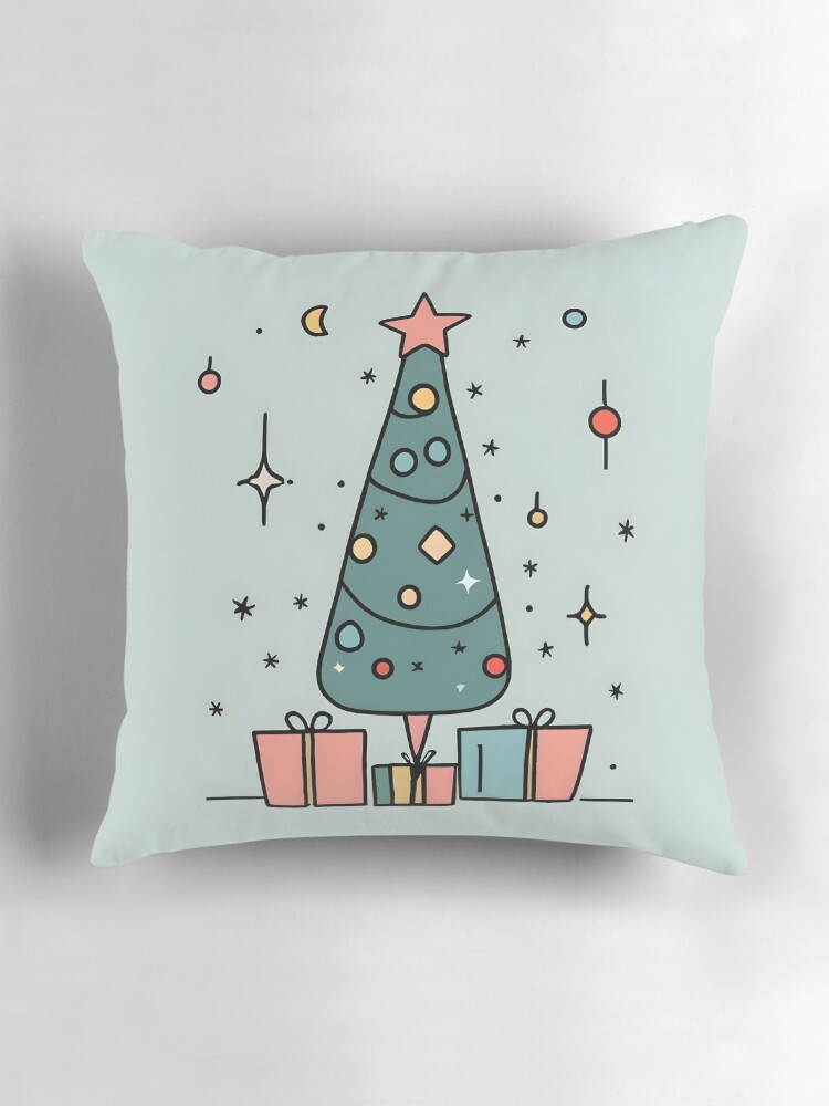 Thumbnail 3 of 4, Pillow, Christmas Tree Minimalistic Drawing designed and sold by Patricks-Art.