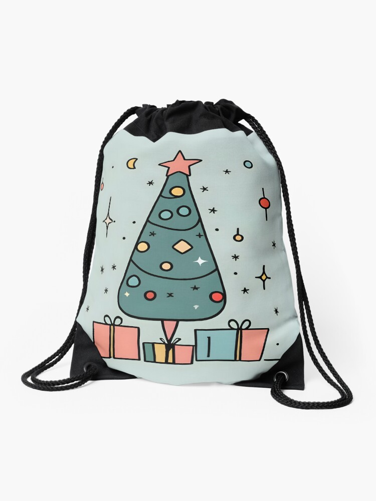 Thumbnail 1 of 3, Drawstring Bag, Christmas Tree Minimalistic Drawing designed and sold by Patricks-Art.