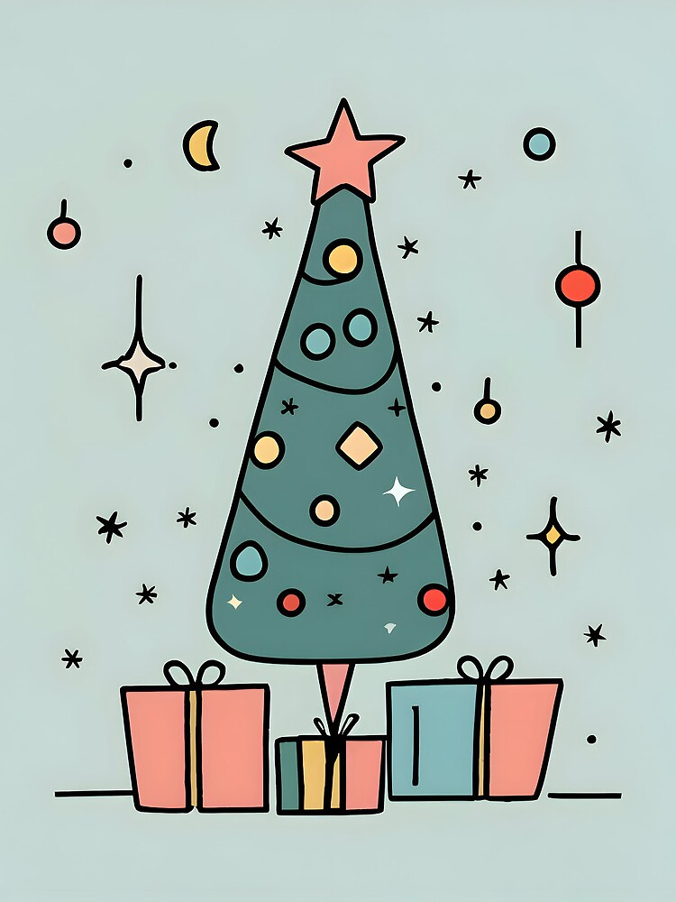 Thumbnail 3 of 3, Drawstring Bag, Christmas Tree Minimalistic Drawing designed and sold by Patricks-Art.