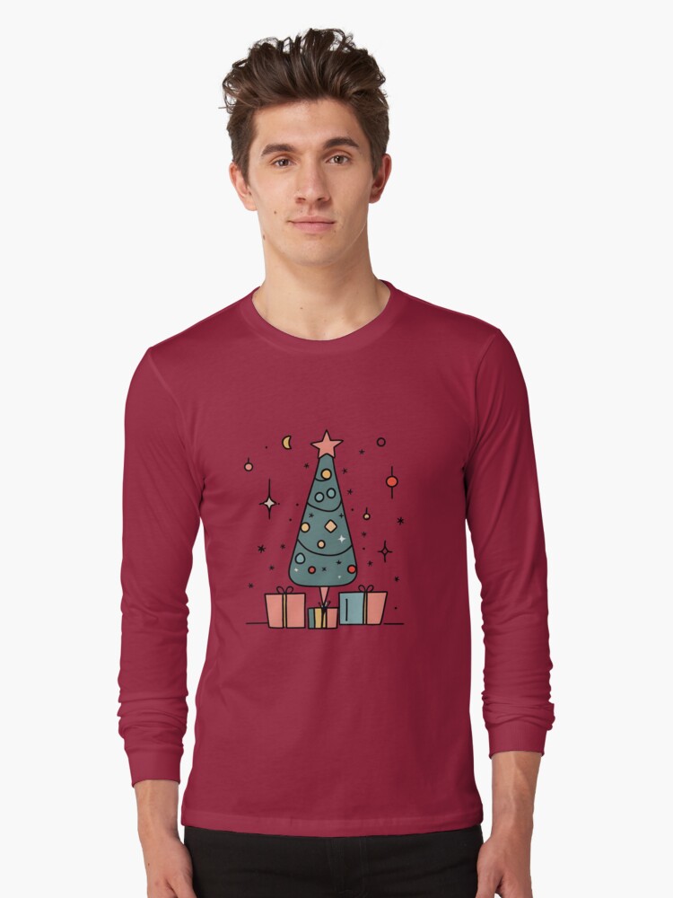 Thumbnail 1 of 5, Long Sleeve T-Shirt, Christmas Tree Minimalistic Drawing designed and sold by Patricks-Art.