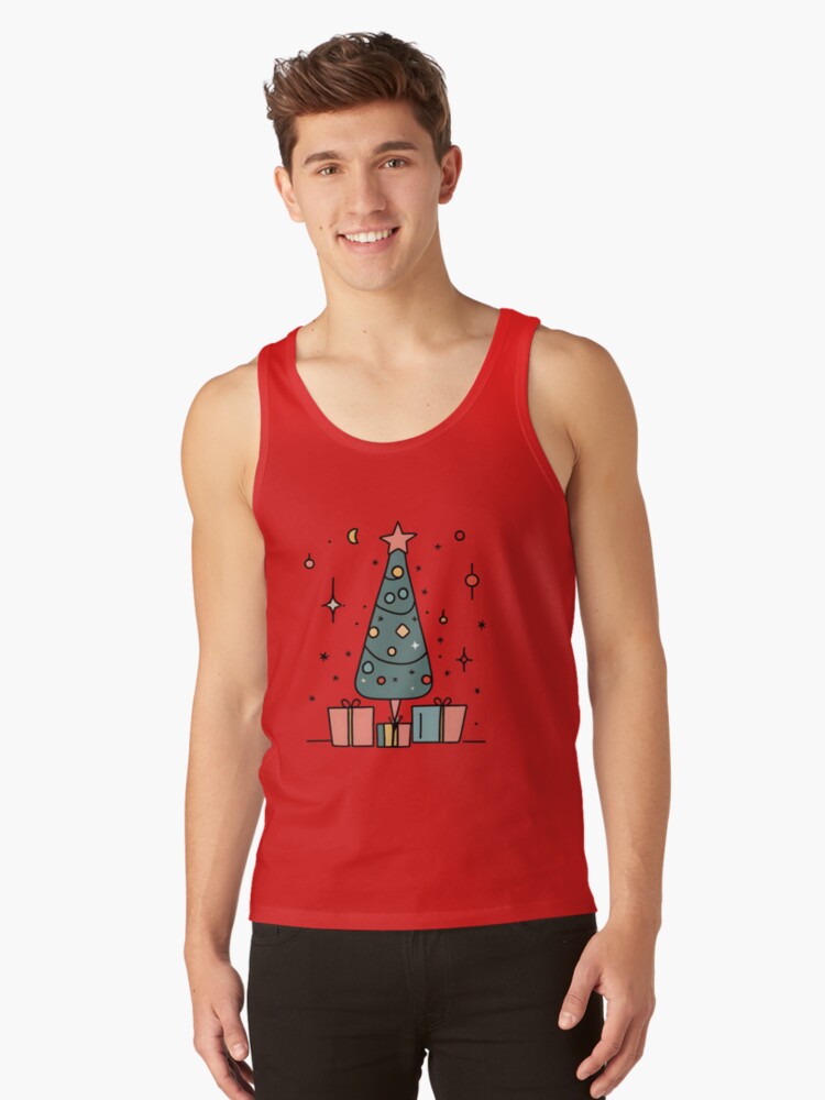Thumbnail 1 of 3, Tank Top, Christmas Tree Minimalistic Drawing designed and sold by Patricks-Art.
