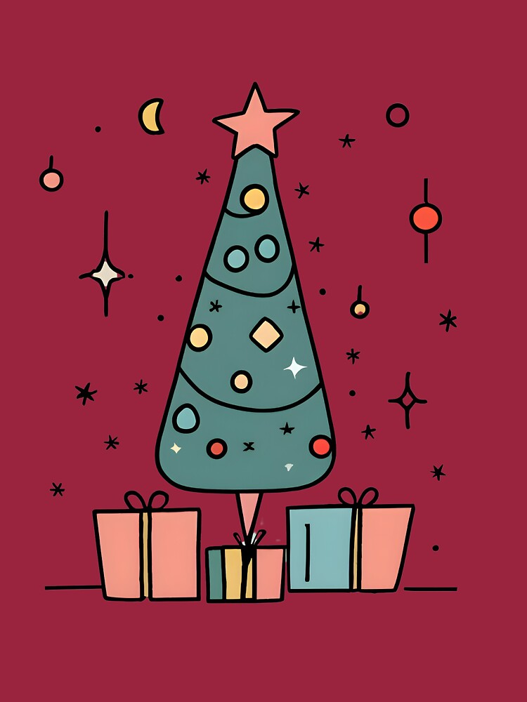 Thumbnail 5 of 5, Long Sleeve T-Shirt, Christmas Tree Minimalistic Drawing designed and sold by Patricks-Art.