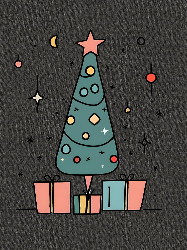 Thumbnail 5 of 5, Lightweight Sweatshirt, Christmas Tree Minimalistic Drawing designed and sold by Patricks-Art.
