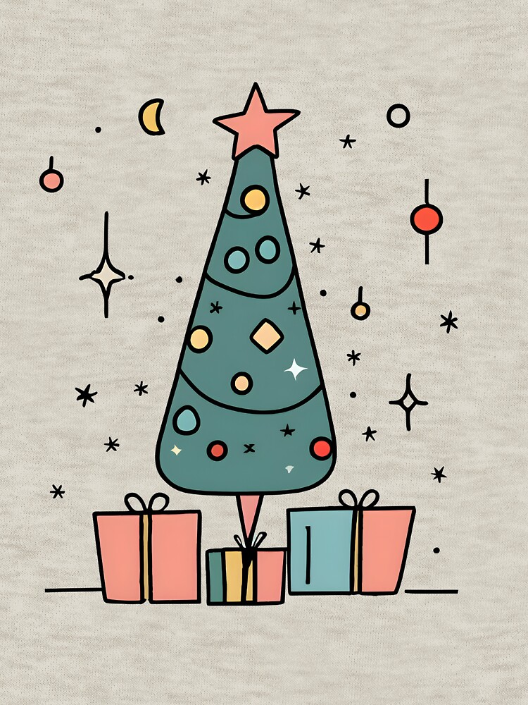 Thumbnail 5 of 5, Zipped Hoodie, Christmas Tree Minimalistic Drawing designed and sold by Patricks-Art.