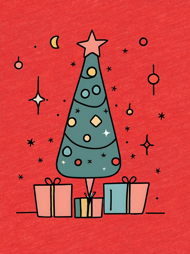 Thumbnail 7 of 7, Tri-blend T-Shirt, Christmas Tree Minimalistic Drawing designed and sold by Patricks-Art.