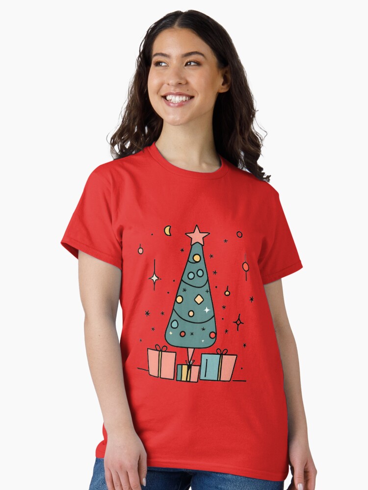 Thumbnail 2 of 7, Classic T-Shirt, Christmas Tree Minimalistic Drawing designed and sold by Patricks-Art.