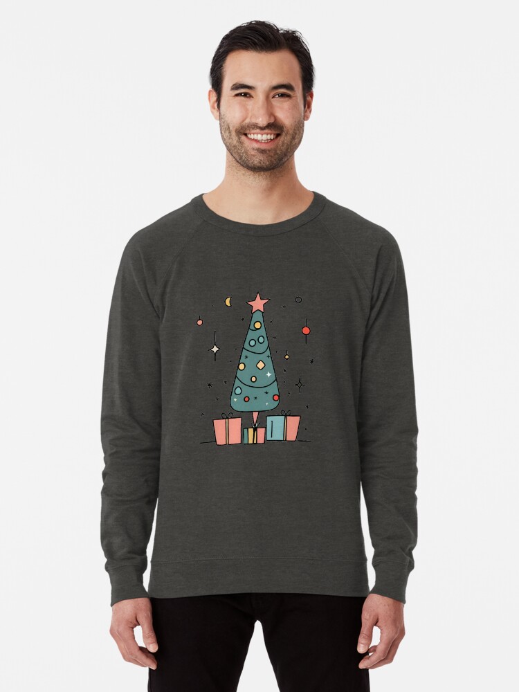 Thumbnail 1 of 5, Lightweight Sweatshirt, Christmas Tree Minimalistic Drawing designed and sold by Patricks-Art.