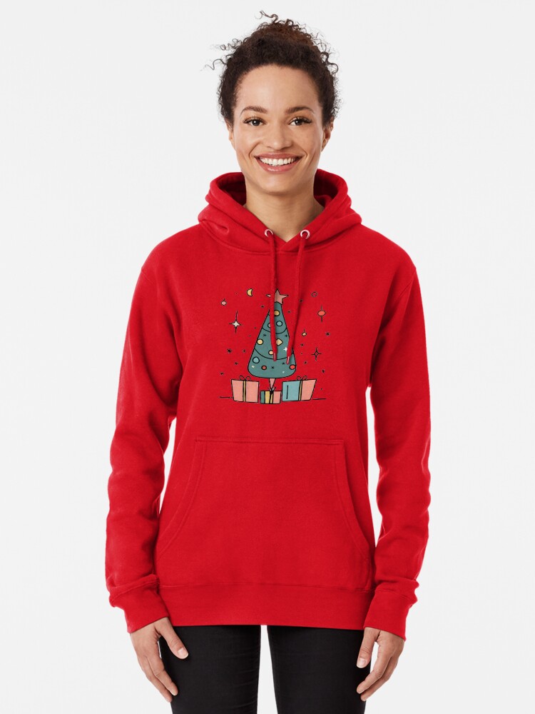 Thumbnail 2 of 5, Pullover Hoodie, Christmas Tree Minimalistic Drawing designed and sold by Patricks-Art.