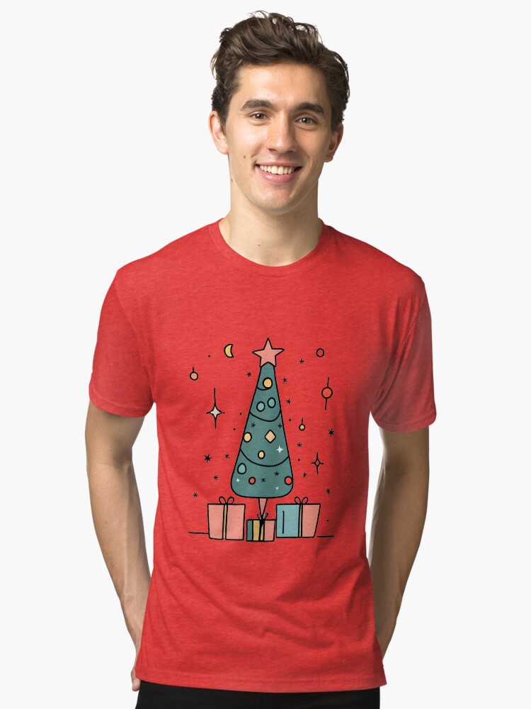 Thumbnail 1 of 7, Tri-blend T-Shirt, Christmas Tree Minimalistic Drawing designed and sold by Patricks-Art.