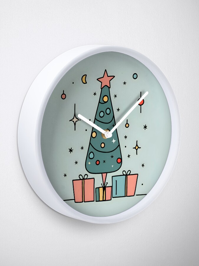 Thumbnail 2 of 4, Clock, Christmas Tree Minimalistic Drawing designed and sold by Patricks-Art.