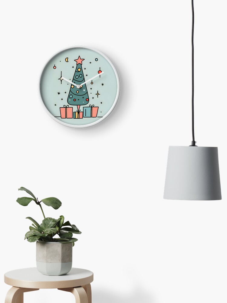 Thumbnail 1 of 4, Clock, Christmas Tree Minimalistic Drawing designed and sold by Patricks-Art.