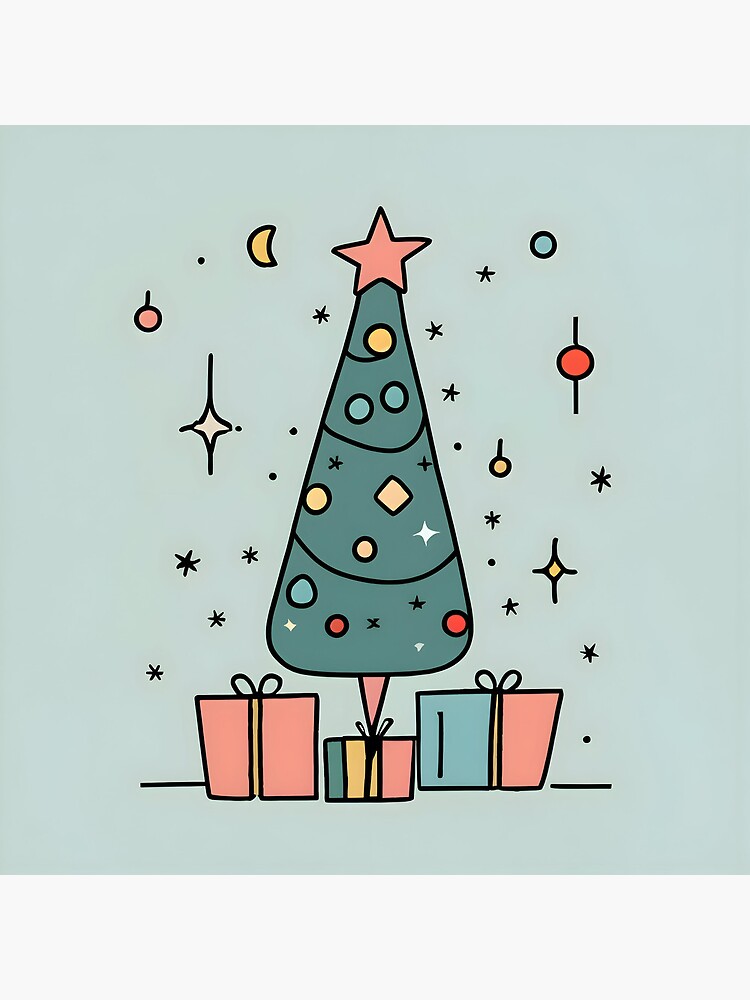 Thumbnail 4 of 4, Clock, Christmas Tree Minimalistic Drawing designed and sold by Patricks-Art.